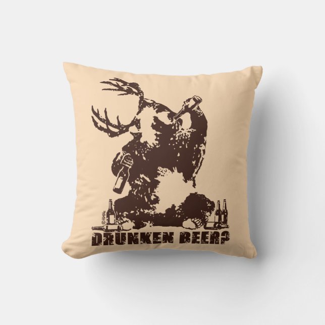 Drunken beer? throw pillow (Front)