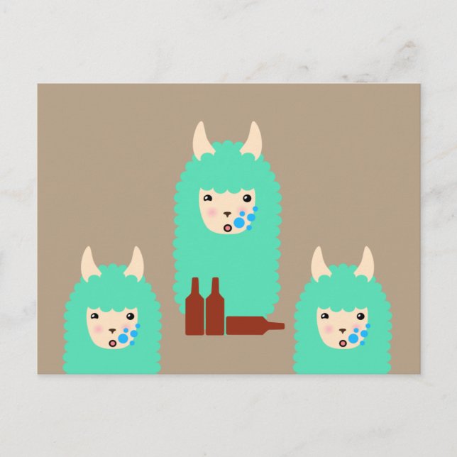 Drunken Emoji Llama (beer) Postcard (Front)
