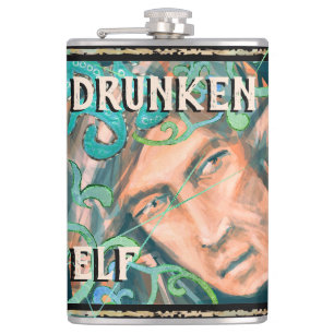 Drunken Green Wood Elf Elvish Brew Hip Flask