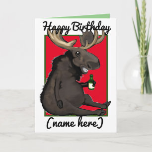 Drunken Moose Cartoon Personalised Birthday Card