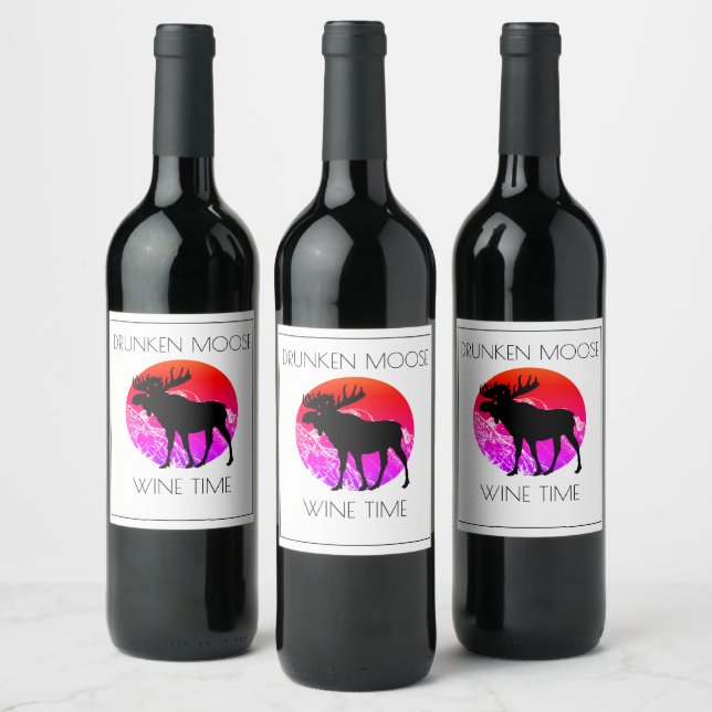 Drunken Moose Wine Time Label (Bottles)