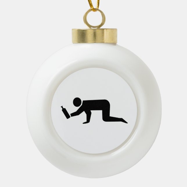Drunken People Ceramic Ball Christmas Ornament (Front)