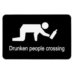 Drunken people crossing ⚠ Thai Sign ⚠ Magnet
