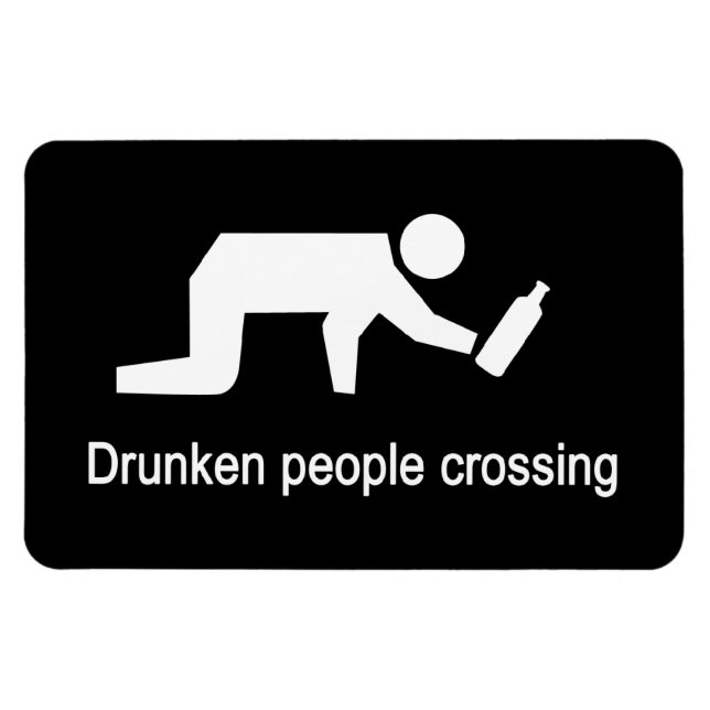 Drunken people crossing ⚠ Thai Sign ⚠ Magnet (Horizontal)