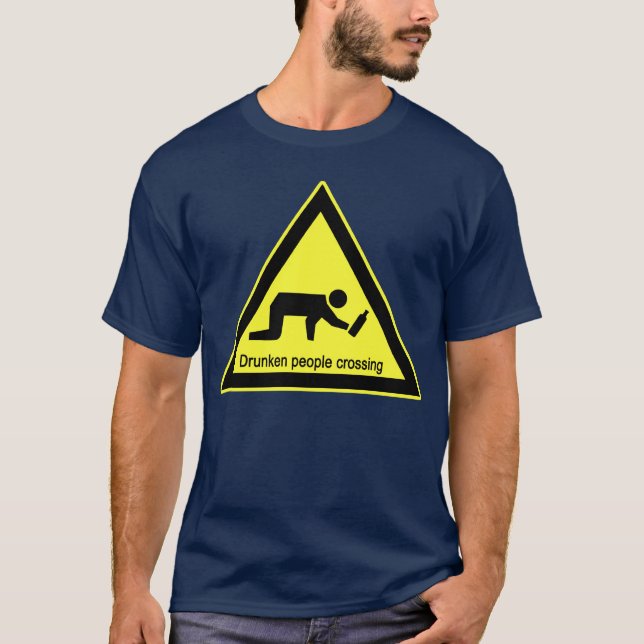 Drunken people crossing ⚠ Thai Sign ⚠ T-Shirt (Front)