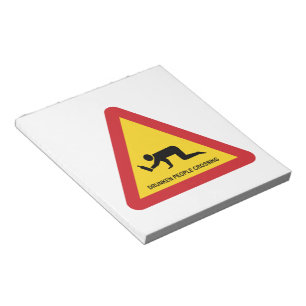 DRUNKEN PEOPLE CROSSING TRAFFIC SIGN NOTEPAD