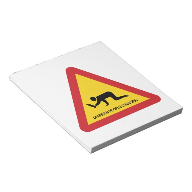 DRUNKEN PEOPLE CROSSING TRAFFIC SIGN NOTEPAD (Angled)