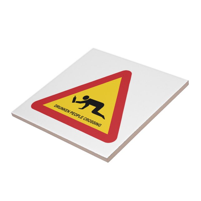 DRUNKEN PEOPLE CROSSING TRAFFIC SIGN TILE (Side)
