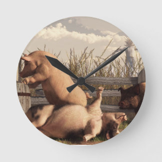 Drunken Pigs Round Clock