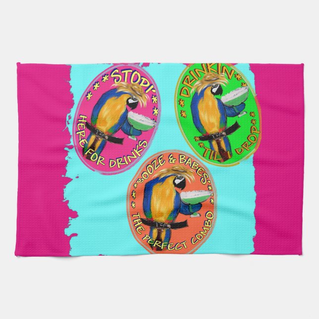 DRUNKIN PARROTS KITCHEN TOWEL (Horizontal)