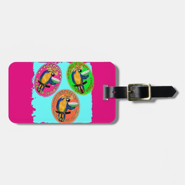 DRUNKIN PARROTS LUGGAGE TAG (Front Horizontal)