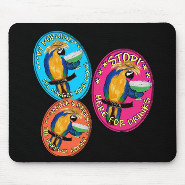 DRUNKIN PARROTS MOUSE PAD (Front)