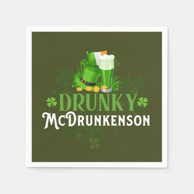 Drunky McDrunkerson St. Patrick's Day Napkin (Front)