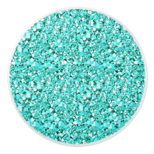 Druzy crystal - aquamarine ceramic knob