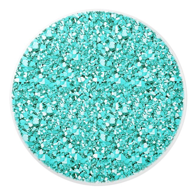 Druzy crystal - aquamarine ceramic knob (Front)