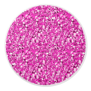 Druzy crystal - fuchsia pink ceramic knob