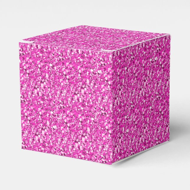 Druzy crystal - fuchsia pink favor box (Front Side)