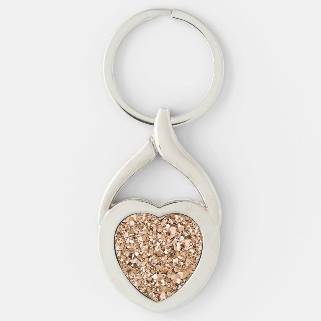 Druzy crystal - rose gold colour keychain (Front)