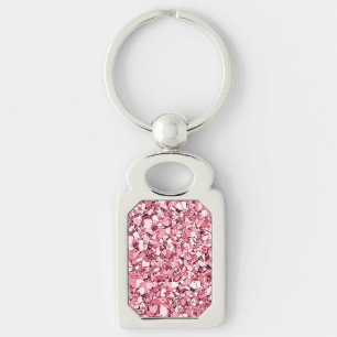 Druzy crystal - rose quartz pink keychain