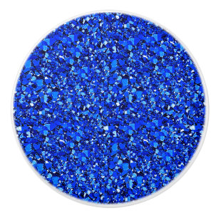 Druzy crystal - sapphire blue ceramic knob