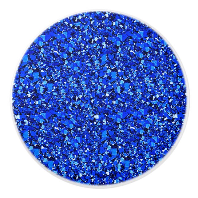 Druzy crystal - sapphire blue ceramic knob (Front)