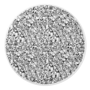Druzy crystal - silver colour ceramic knob