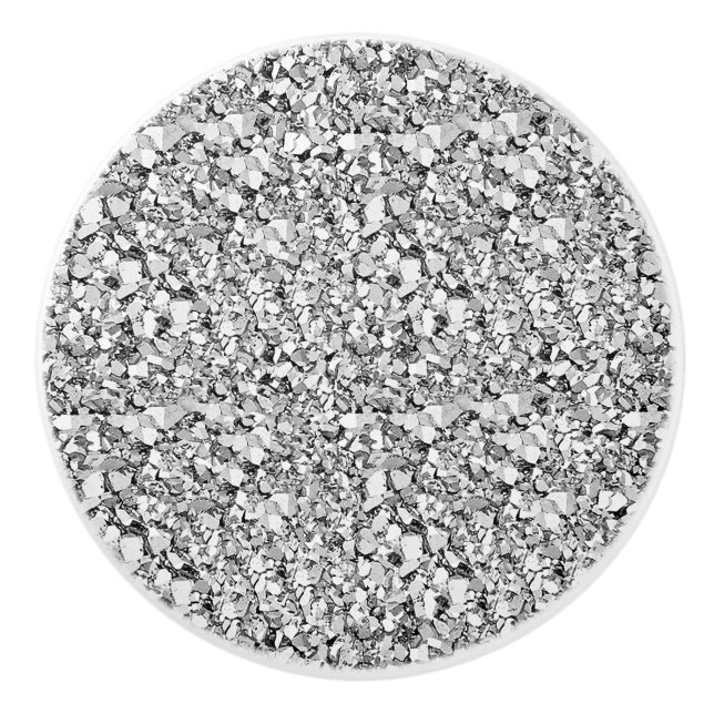 Druzy crystal - silver colour ceramic knob (Front)