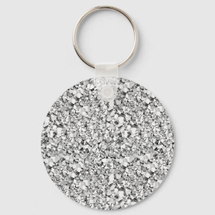 Druzy crystal - white gold colour keychain