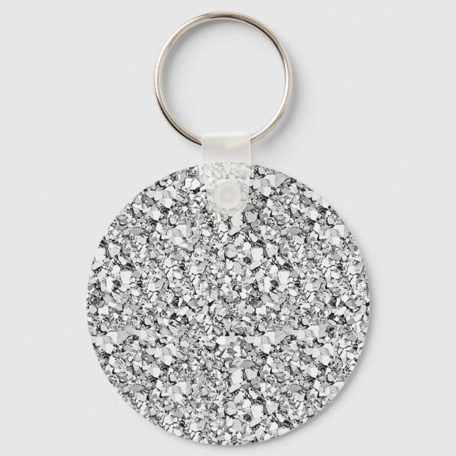 Druzy crystal - white gold colour keychain (Front)