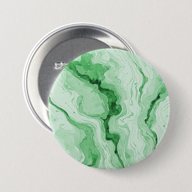 Druzy Forest Green Agate Look  3 Inch Round Button (Front & Back)