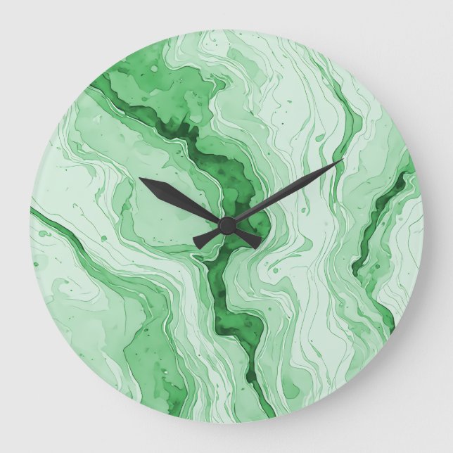 Druzy Forest Green Agate Look  Large Clock (Front)