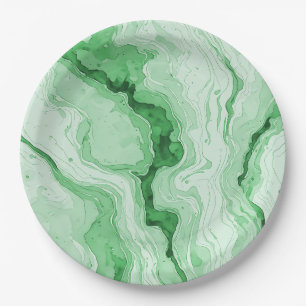 Druzy Forest Green Agate Look  Paper Plate