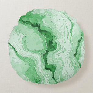Druzy Forest Green Agate Look Round Pillow