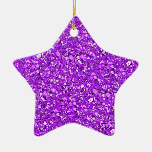 Druzy quartz crystals - amethyst purple ceramic ornament