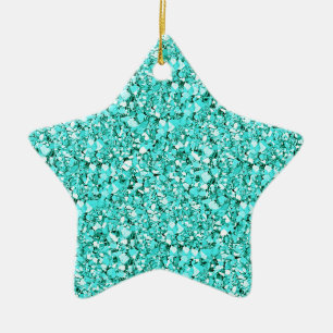 Druzy quartz crystals - aquamarine blue ceramic ornament