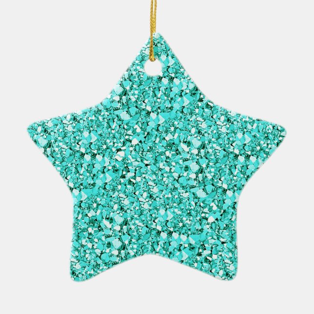 Druzy quartz crystals - aquamarine blue ceramic ornament (Front)