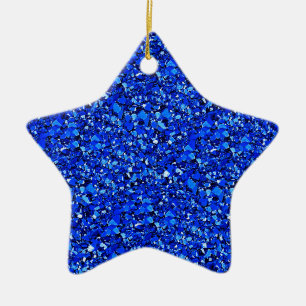 Druzy quartz crystals - cobalt blue ceramic ornament
