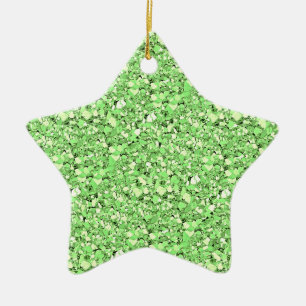 Druzy quartz crystals - peridot green ceramic ornament