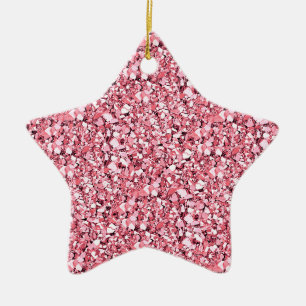 Druzy quartz crystals - rose quartz pink ceramic ornament