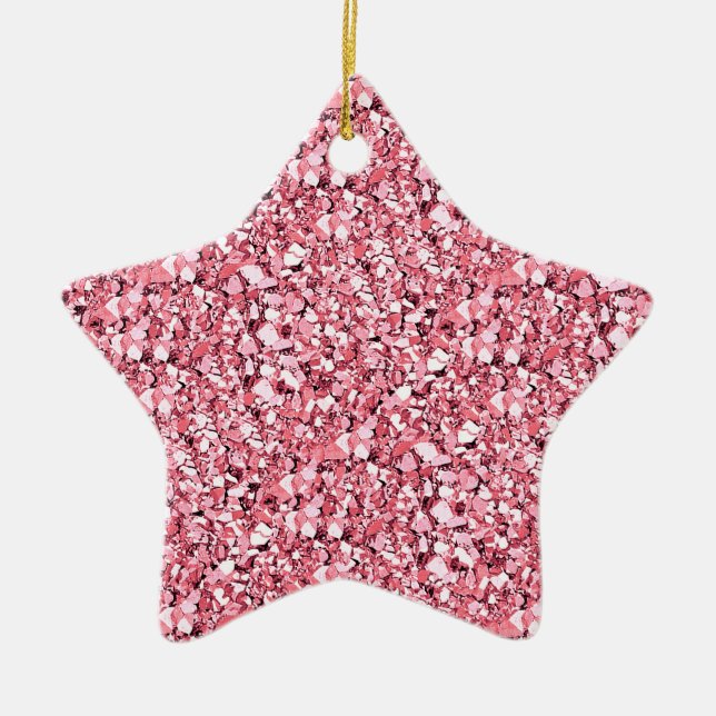 Druzy quartz crystals - rose quartz pink ceramic ornament (Front)