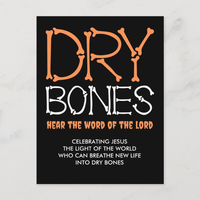 DRY BONES Christian Halloween Greeting Postcard (Front)