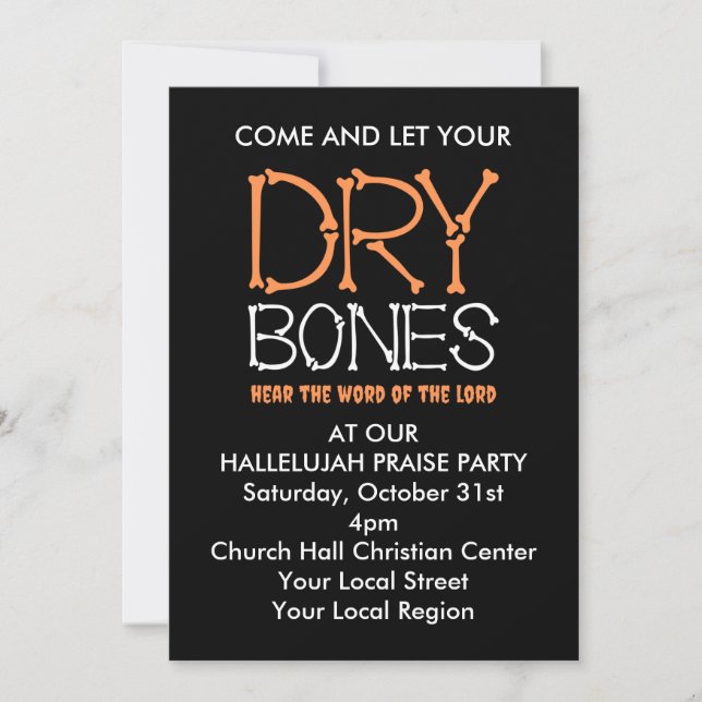 DRY BONES Christian Halloween Party Invitation (Front)