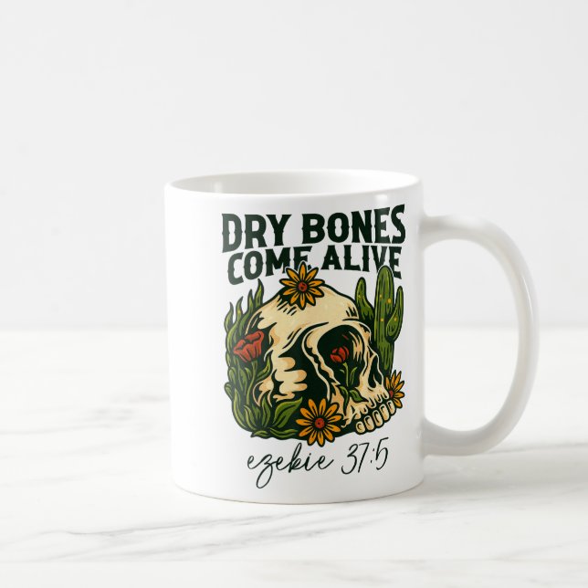 Dry Bones Come Alive Christian Skeleton Floral Eze Coffee Mug (Right)