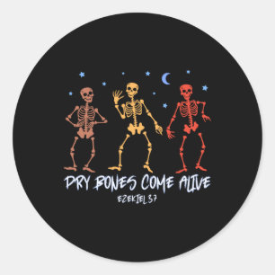 Dry Bones Come Alive Funny Skeleton Dancing Classic Round Sticker