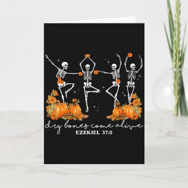Dry Bones Come Alive Halloween Skeleton Dancing Ch Card (Front)
