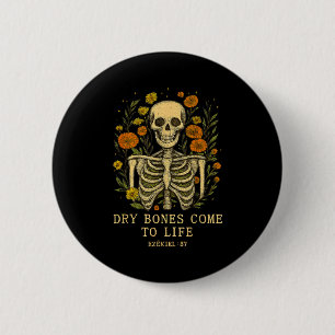 Dry Bones Come To Life Dancing Floral Skeleton  2 Inch Round Button