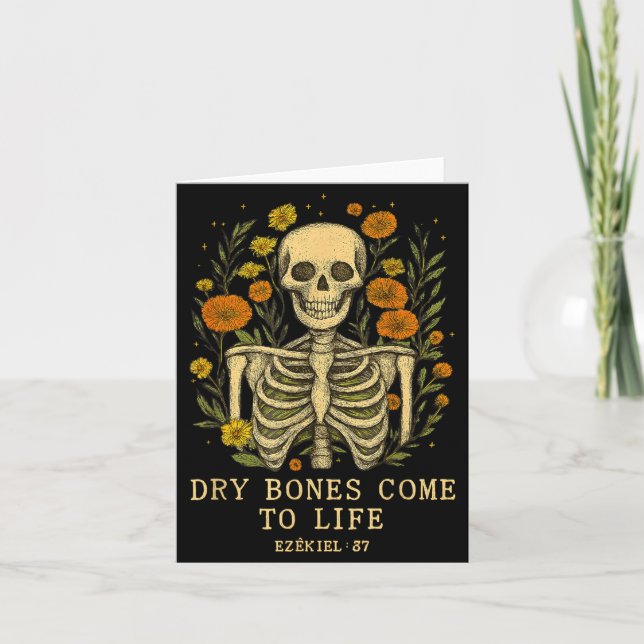 Dry Bones Come To Life Dancing Floral Skeleton  Card (Front)