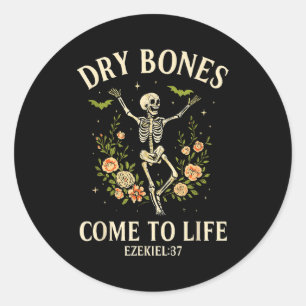 Dry Bones Come To Life Dancing Floral Skeleton  Classic Round Sticker
