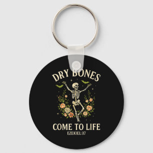 Dry Bones Come To Life Dancing Floral Skeleton  Keychain