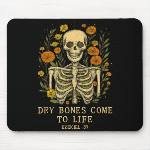 Dry Bones Come To Life Dancing Floral Skeleton Mouse Pad